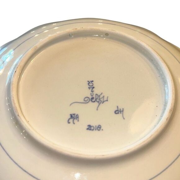 645 by Royal Delft Wall plate made by Porceleyne Fles scalloped blue and white d - Picture 7 of 7